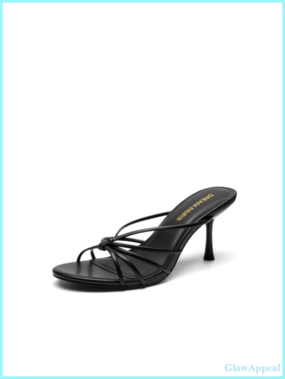 Women's Kitten Strappy Heel Sandals Faux Leather Slip-On Mule